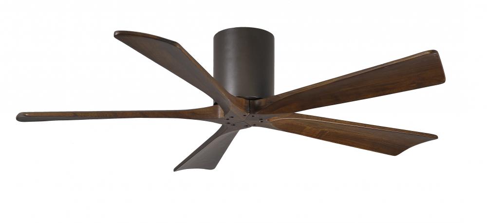 Irene-5H five-blade flush mount paddle fan in Textured Bronze finish with 52” solid walnut tone