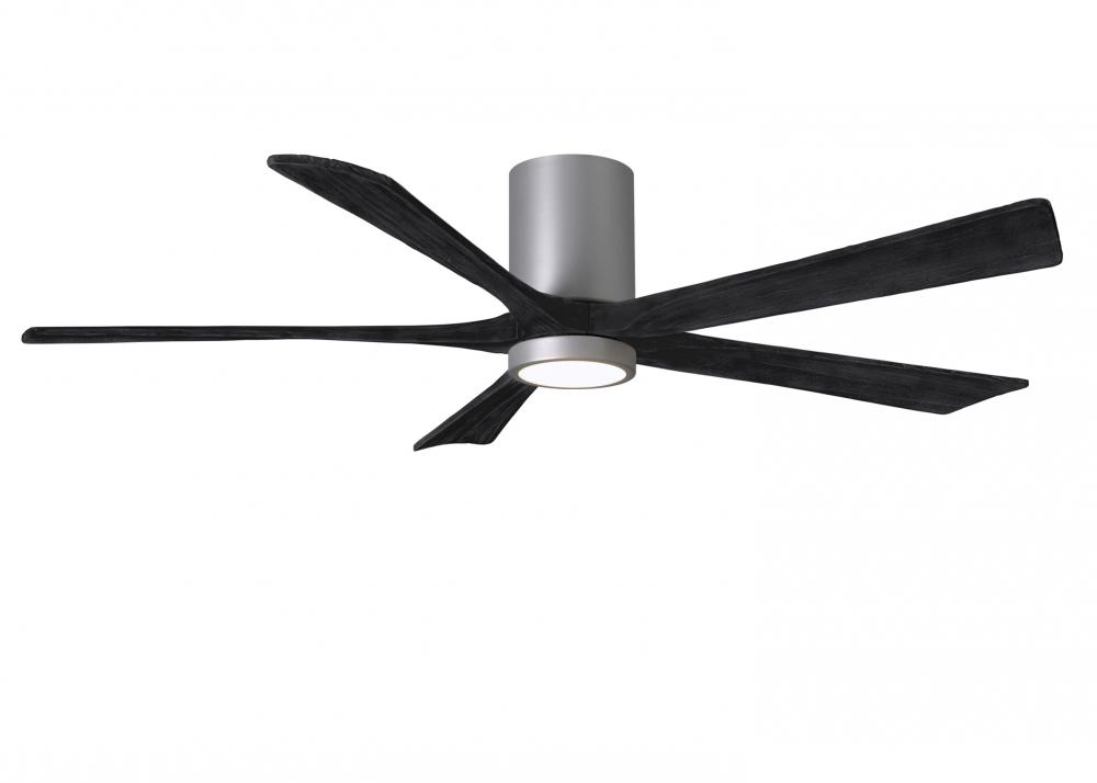 IR5HLK five-blade flush mount paddle fan in Brushed Nickel finish with 60” solid matte black woo