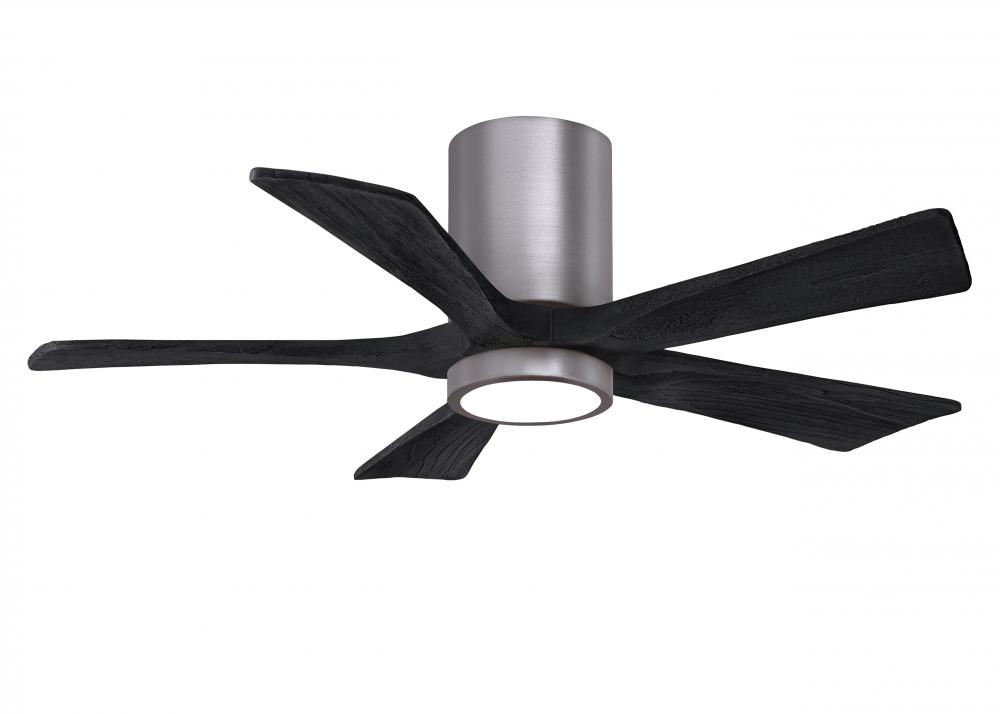 IR5HLK five-blade flush mount paddle fan in Brushed Pewter finish with 42” Matte Black blades an