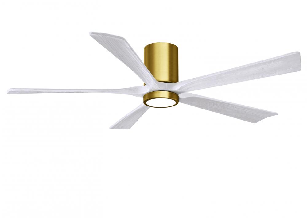 IR5HLK five-blade flush mount paddle fan in Brushed Brass finish with 60” solid matte black wood