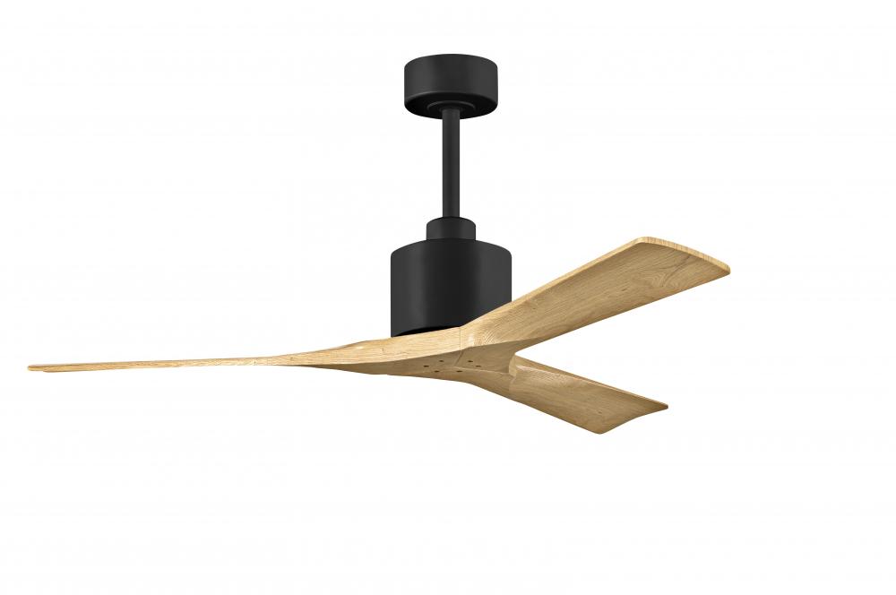 Nan 6-speed ceiling fan in Matte Black finish with 52” solid light maple tone wood blades