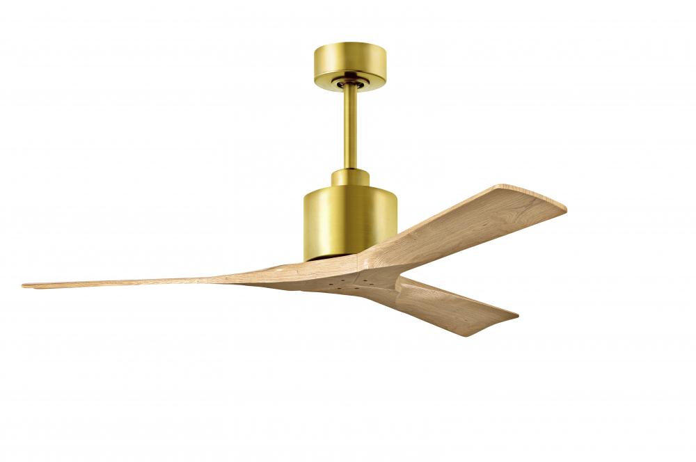 Nan 6-speed ceiling fan in Brushed Brass finish with 52” solid light maple tone wood blades