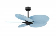  AKTP-BK-BL - Alessandra Tropical 5-blade ceiling fan in Matte Black and Light Blue blades.