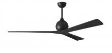  IR3-BK-BK-72 - Irene-3 three-blade paddle fan in Matte Black finish with 72” solid matte black wood blades.