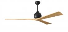  IR3-BK-LM-72 - Irene-3 three-blade paddle fan in Matte Black finish with 72” light maple tone blades.