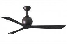  IR3-TB-BK-60 - Irene-3 three-blade paddle fan in Textured Bronze finish with 60" solid matte black wood blade