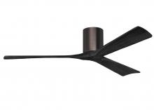  IR3H-BB-BK-60 - Irene-3H three-blade flush mount paddle fan in Brushed Bronze finish with 60” solid matte black