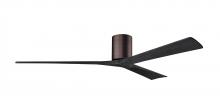  IR3H-BB-BK-72 - Irene-3H three-blade flush mount paddle fan in Brushed Bronze finish with 72” solid matte black