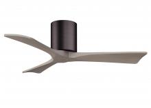  IR3H-BB-GA-42 - Irene-3H three-blade flush mount paddle fan in Brushed Brass finish with 42” Gray Ash tone blade