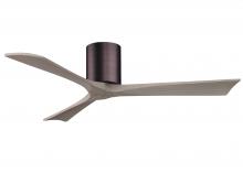  IR3H-BB-GA-52 - Irene-3H three-blade flush mount paddle fan in Brushed Brass finish with 52” Gray Ash tone blade