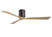  IR3H-BB-LM-60 - Irene-3H three-blade flush mount paddle fan in Brushed Brass finish with 60” Light Maple tone bl