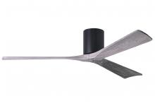  IR3H-BK-BW-60 - Irene-3H three-blade flush mount paddle fan in Matte Black finish with 60” solid barn wood tone