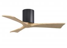  IR3H-BK-LM-42 - Irene-3H three-blade flush mount paddle fan in Matte Black finish with 42” Light Maple tone blad