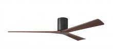  IR3H-BK-WA-72 - Irene-3H three-blade flush mount paddle fan in Matte Black finish with 72” solid walnut tone bla