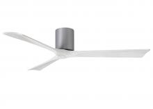  IR3H-BN-MWH-60 - Irene-3H three-blade flush mount paddle fan in Brushed Nickel finish with 60” solid matte white