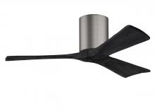  IR3H-BP-BK-42 - Irene-3H three-blade flush mount paddle fan in Brushed Pewter finish with 42” solid matte black