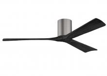  IR3H-BP-BK-60 - Irene-3H three-blade flush mount paddle fan in Brushed Pewter finish with 60” solid matte black