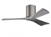  IR3H-BP-BW-42 - Irene-3H three-blade flush mount paddle fan in Brushed Pewter finish with 42” solid barn wood to