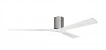  IR3H-BP-MWH-72 - Irene-3H three-blade flush mount paddle fan in Brushed Pewter finish with 72” solid matte white