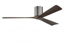  IR3H-BP-WA-60 - Irene-3H three-blade flush mount paddle fan in Brushed Pewter finish with 60” solid walnut tone