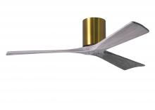  IR3H-BRBR-BW-52 - Irene-3H three-blade flush mount paddle fan in Brushed Brass finish with 52” solid barn wood ton