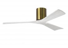  IR3H-BRBR-MWH-52 - Irene-3H three-blade flush mount paddle fan in Brushed Brass finish with 52” solid matte white w