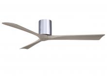  IR3H-CR-GA-60 - Irene-3H three-blade flush mount paddle fan in Polished Chrome finish with 60” Gray Ash tone bla