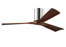  IR3H-CR-WA-52 - Irene-3H three-blade flush mount paddle fan in Polished Chrome finish with 52” solid walnut tone