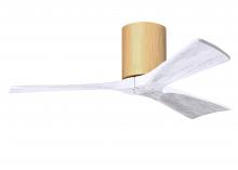  IR3H-LM-MWH-42 - Irene-3H three-blade flush mount paddle fan in Light Maple finish with 42” Matte White tone blad