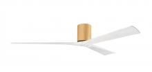  IR3H-LM-MWH-72 - Irene-3H three-blade flush mount paddle fan in Light Maple finish with 72” Matte White tone blad