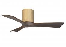  IR3H-LM-WA-42 - Irene-3H three-blade flush mount paddle fan in Light Maple finish with 42” Walnut tone blades. 