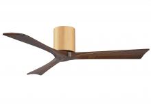  IR3H-LM-WA-52 - Irene-3H three-blade flush mount paddle fan in Brushed Brass finish with 52” Walnut tone blades.