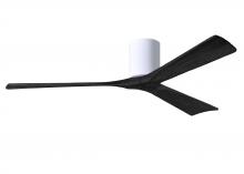  IR3H-WH-BK-60 - Irene-3H three-blade flush mount paddle fan in Gloss White finish with 60” solid matte black woo