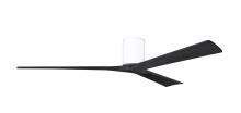  IR3H-WH-BK-72 - Irene-3H three-blade flush mount paddle fan in Gloss White finish with 72” solid matte black woo