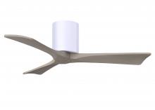  IR3H-WH-GA-42 - Irene-3H three-blade flush mount paddle fan in Matte White finish with 42” Gray Ash tone blades.