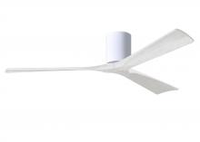  IR3H-WH-MWH-60 - Irene-3H three-blade flush mount paddle fan in Gloss White finish with 60” solid matte white woo