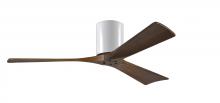  IR3H-WH-WA-52 - Irene-3H three-blade flush mount paddle fan in Gloss White finish with 52” solid walnut tone bla