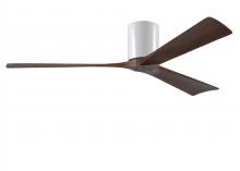  IR3H-WH-WA-60 - Irene-3H three-blade flush mount paddle fan in Gloss White finish with 60” solid walnut tone bla