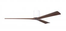  IR3H-WH-WA-72 - Irene-3H three-blade flush mount paddle fan in Gloss White finish with 72” solid walnut tone bla