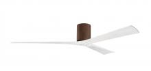  IR3H-WN-MWH-72 - Irene-3H three-blade flush mount paddle fan in Walnut finish with 72” solid matte white wood bla