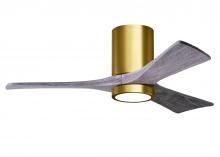  IR3HLK-BRBR-BW-42 - Irene-3HLK three-blade flush mount paddle fan in Brushed Brass finish with 42” solid barn wood t