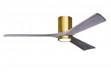 IR3HLK-BRBR-BW-60 - Irene-3HLK three-blade flush mount paddle fan in Brushed Brass finish with 60” solid barn wood t