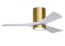  IR3HLK-BRBR-MWH-42 - Irene-3HLK three-blade flush mount paddle fan in Brushed Brass finish with 42” solid matte white
