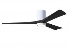  IR3HLK-WH-BK-60 - Irene-3HLK three-blade flush mount paddle fan in Gloss White finish with 60” solid matte black w