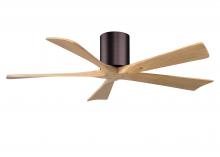  IR5H-BB-LM-52 - Irene-5H three-blade flush mount paddle fan in Brushed Brass finish with 52” Light Maple tone bl