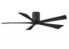  IR5H-BK-BK-60 - Irene-5H five-blade flush mount paddle fan in Matte Black finish with 60” solid matte black wood
