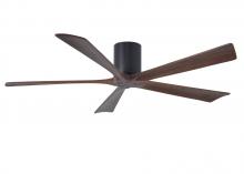  IR5H-BK-WA-60 - Irene-5H five-blade flush mount paddle fan in Matte Black finish with 60” solid walnut tone blad