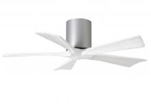  IR5H-BN-MWH-42 - Irene-5H five-blade flush mount paddle fan in Brushed Nickel finish with 42” solid matte white w