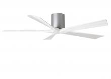  IR5H-BN-MWH-60 - Irene-5H five-blade flush mount paddle fan in Brushed Nickel finish with 60” solid matte white w
