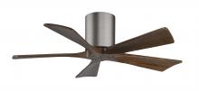  IR5H-BP-WA-42 - Irene-5H five-blade flush mount paddle fan in Brushed Pewter finish with 42” solid walnut tone b